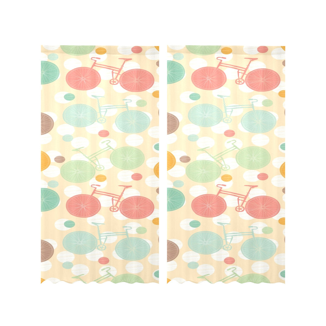 Bicycle Pattern Print Design 01 Gauze Curtain