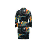 Bowling balls flame pattern Men's Long Sleeve Belted Night Robe