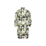 Canabis Marijuana Weed Pattern Print Design 05 Men's Long Sleeve Belted Night Robe