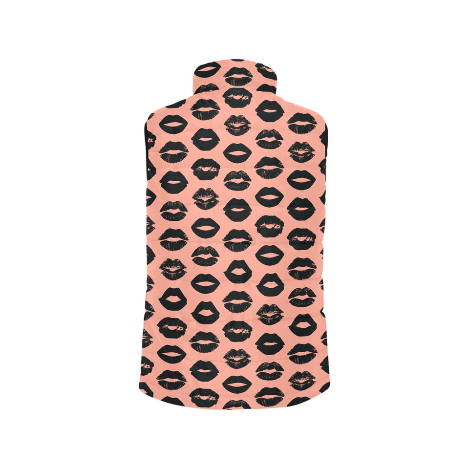 Lips Pattern Print Design 02 Women's Padded Vest
