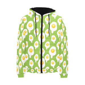 Fried Eggs Pattern Print Design 01 Men's Padded Hooded Jacket