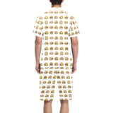 Hamburger Pattern Print Design 02 Men's V-Neck Short Pajama Set