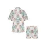 Square floral indian flower pattern Women's V-Neck Short Pajama Set