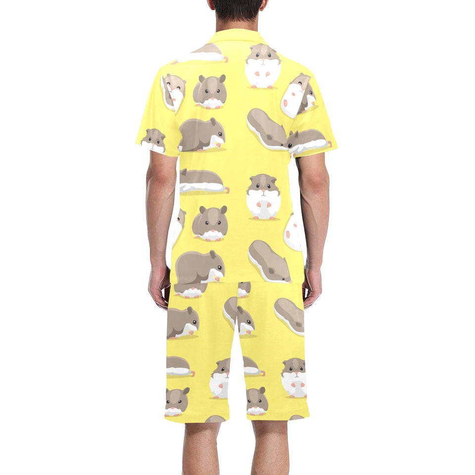 Cute Hamster pattern Men's V-Neck Short Pajama Set
