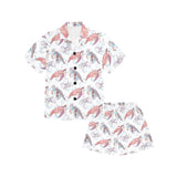 Watercolor sea turtle jellyfish pattern Kids' Boys' Girls' V-Neck Short Pajama Set