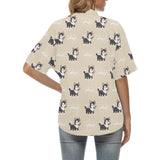 Cute Siberian Husky Women's All Over Print Hawaiian Shirt