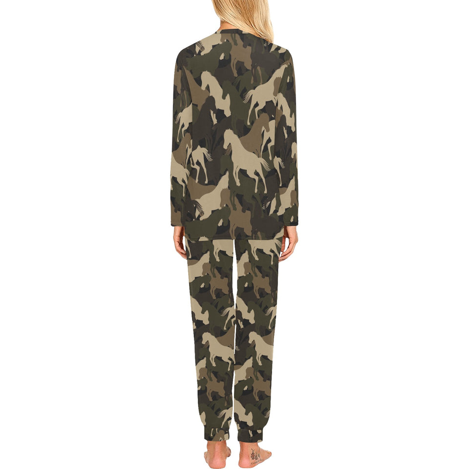 Horse Camouflage Pattern Women's All Over Print Pajama Set