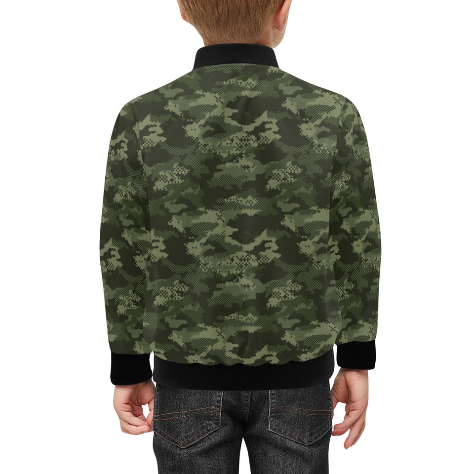 Digital Green camouflage pattern Kids' Boys' Girls' Bomber Jacket