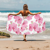 pink purple orchid pattern background Beach Towel