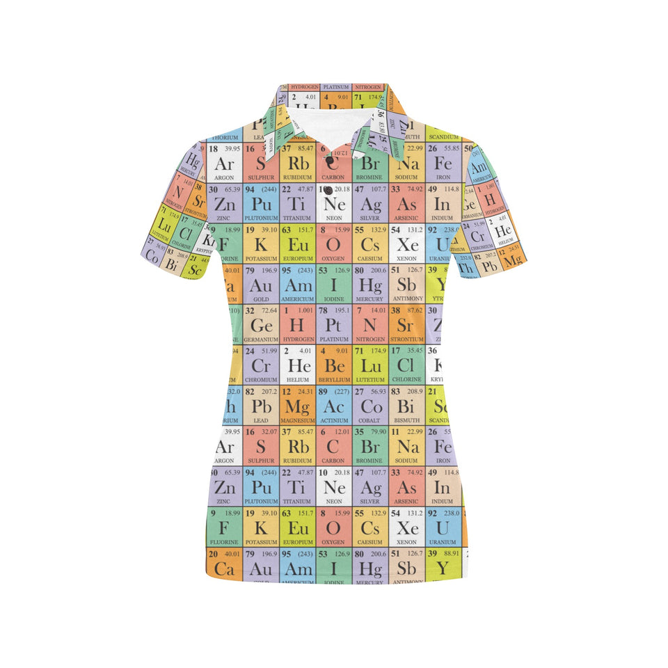 Chemistry Periodic Table Pattern Print Design 01 Women's All Over Print Polo Shirt