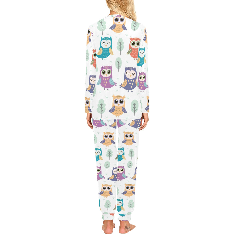 Cute owl pattern Women's All Over Print Pajama Set