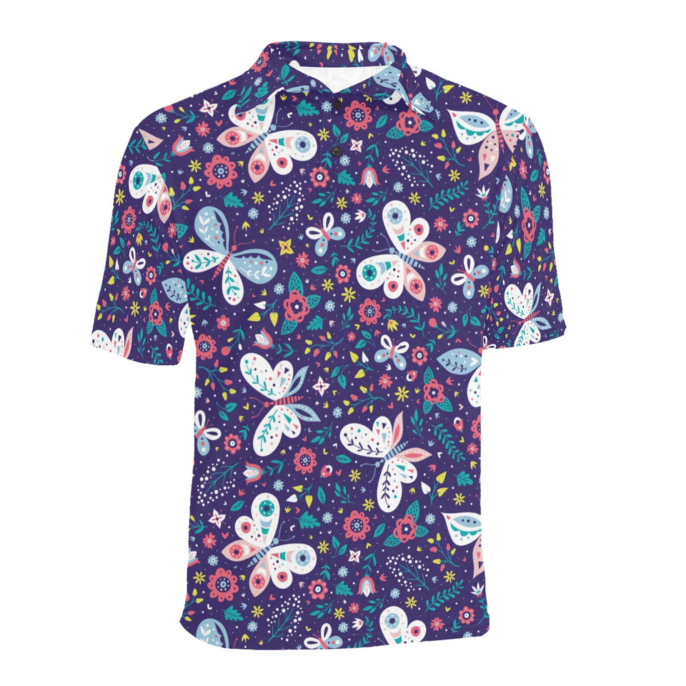 Colorful butterfly flower pattern.eps Men's All Over Print Polo Shirt