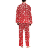 Snowflake pattern red background Men's Long Pajama Set
