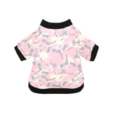 Japanese crane rose pattern All Over Print Pet Dog Round Neck Fuzzy Shirt