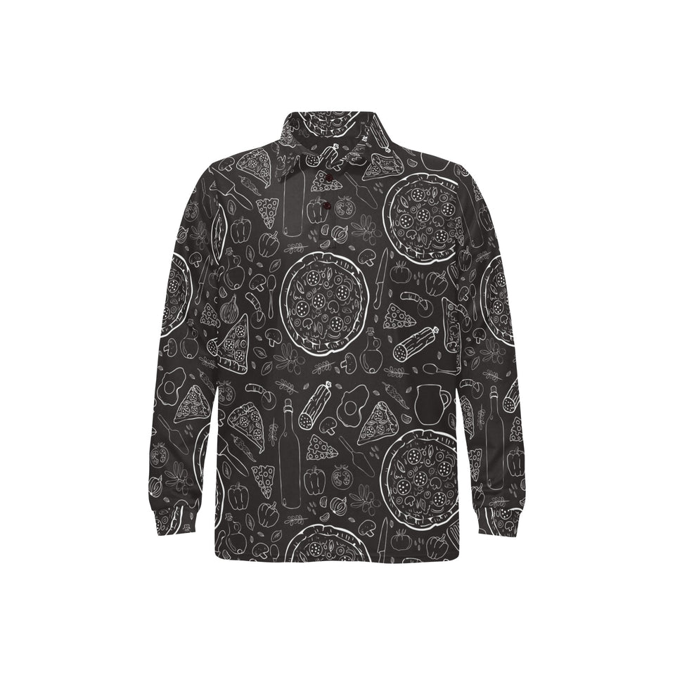 Pizza pattern Men's Long Sleeve Polo Shirt