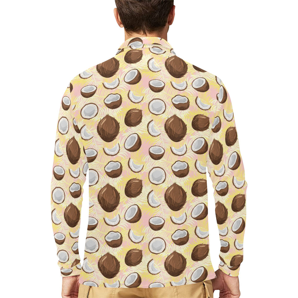 Coconut Pattern Print Design 05 Men's Long Sleeve Polo Shirt