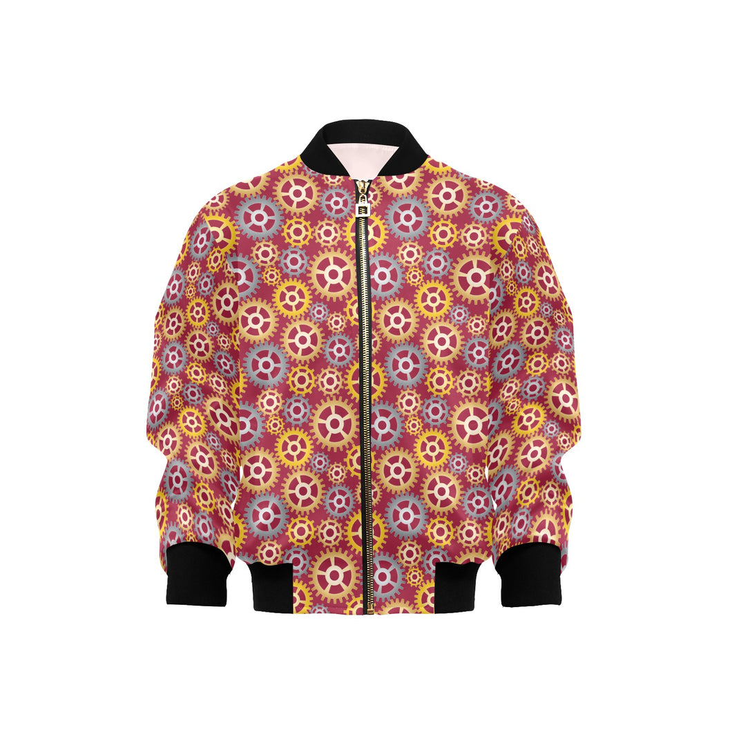 Gear Pattern Print Design 04 Kids' Boys' Girls' Bomber Jacket