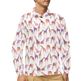 Giraffe Pattern Print Design 02 Men's Long Sleeve Polo Shirt