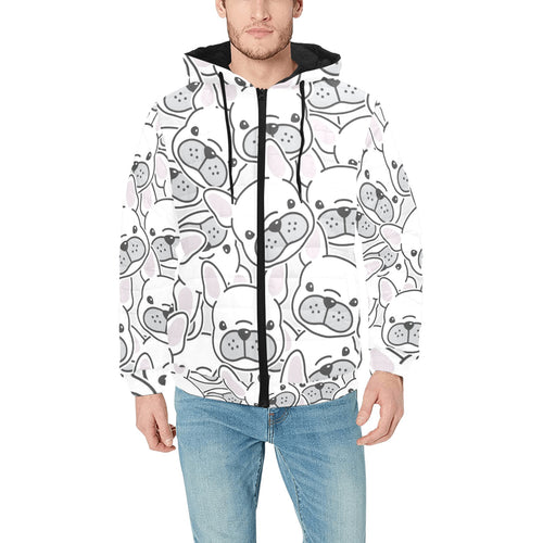 Cute french bulldog head pattern Men's Padded Hooded Jacket