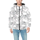 Cute french bulldog head pattern Men's Padded Hooded Jacket