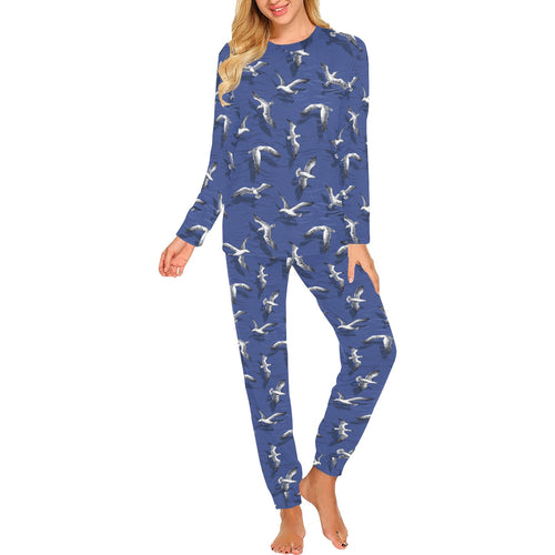 Seagull Pattern Print Design 03 Women's All Over Print Pajama Set