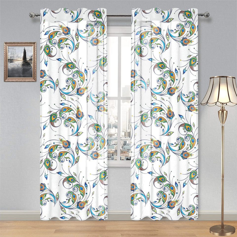 Peacock feather pattern Gauze Curtain