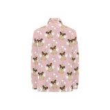 Cute unicorn pug pattern Women's Long Sleeve Polo Shirt