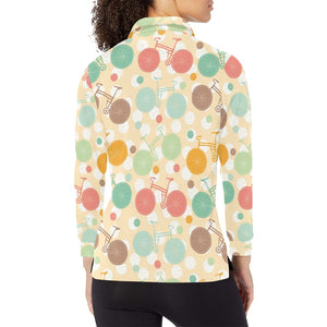 Bicycle Pattern Print Design 01 Women's Long Sleeve Polo Shirt