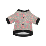 Red gold Sakura cherry blossom gray background All Over Print Pet Dog Round Neck Fuzzy Shirt