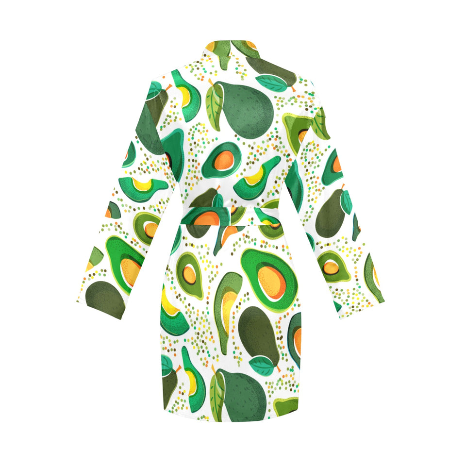 Avocado design pattern Women's Long Sleeve Belted Night Robe