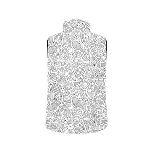 Cartoon hand drawn ice cream black white Men's Padded Vest