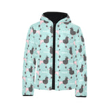 poodle dog green background Kids' Boys' Girls' Padded Hooded Jacket