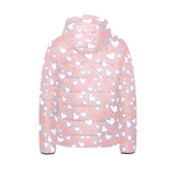 coral white heart pattern Kids' Boys' Girls' Padded Hooded Jacket