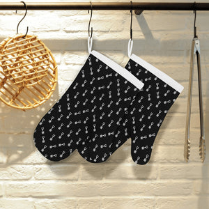 Engine Piston Black Theme Pattern Print Design 03 Heat Resistant Oven Mitts