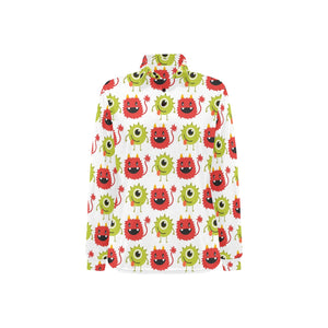 Alien Pattern Print Design 05 Women's Long Sleeve Polo Shirt