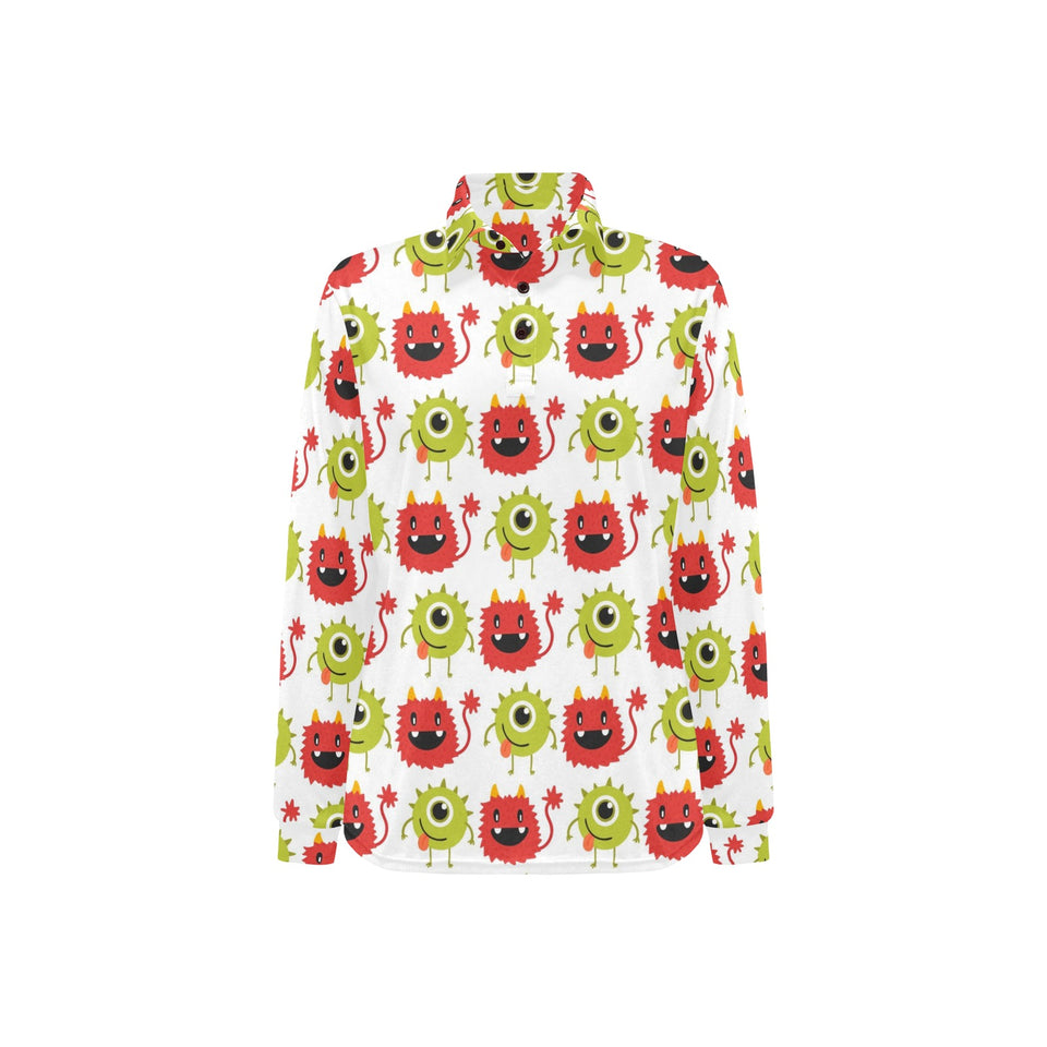 Alien Pattern Print Design 05 Women's Long Sleeve Polo Shirt