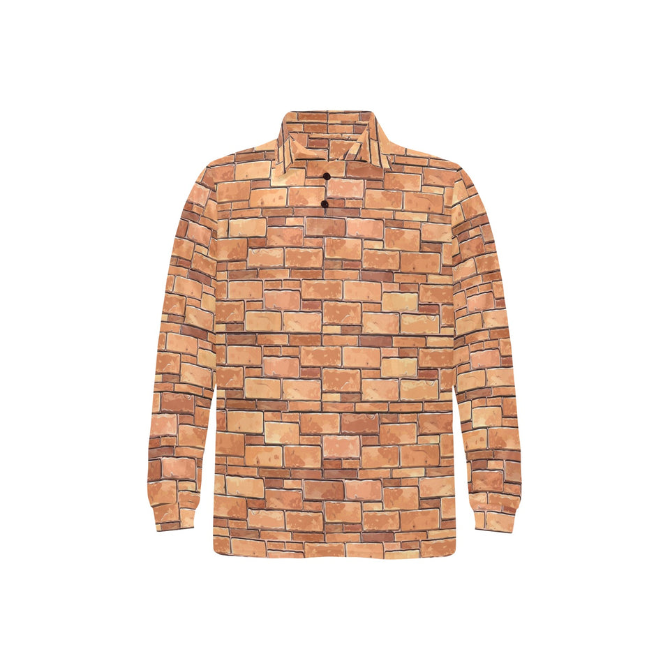 Brick Printed Pattern Print Design 04 Men's Long Sleeve Polo Shirt