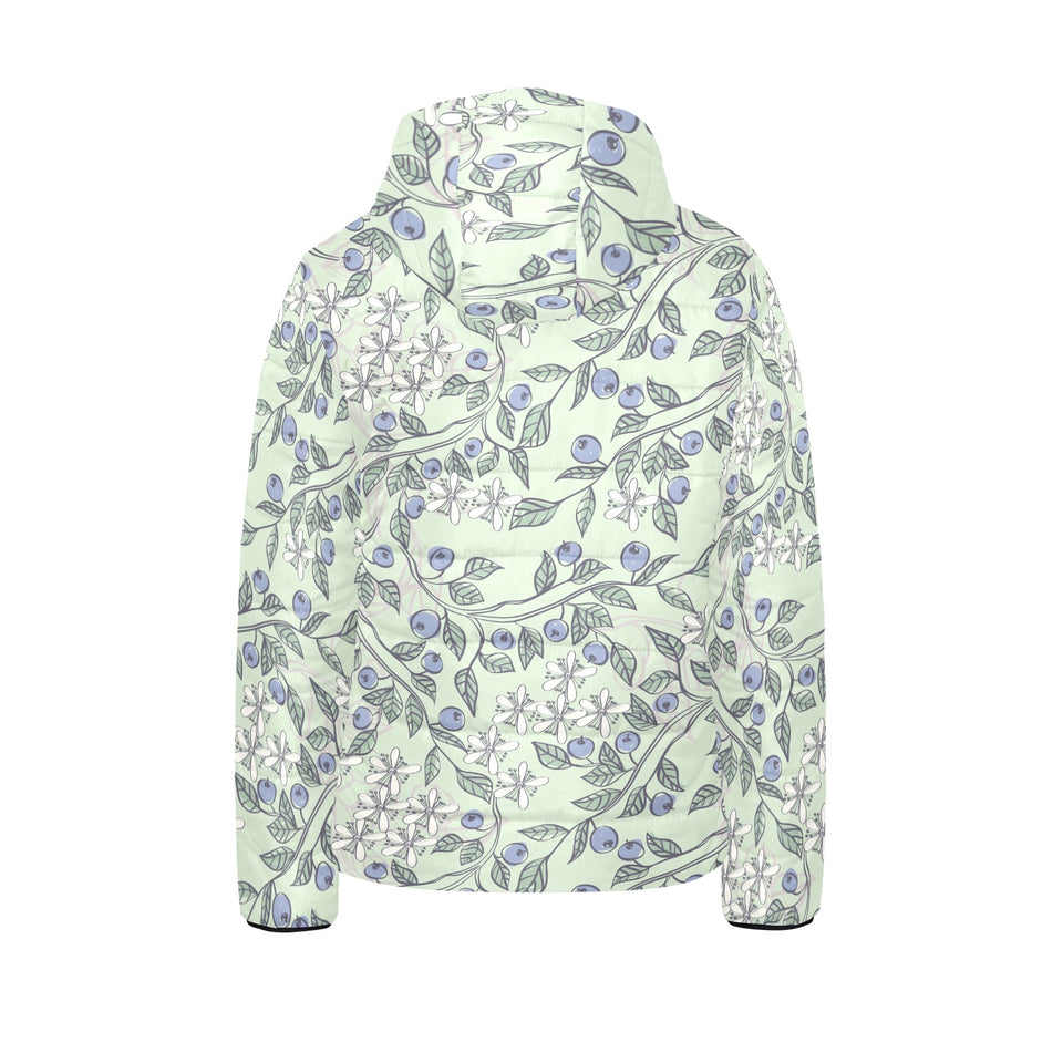 hand drawn blueberry pattern Kids' Boys' Girls' Padded Hooded Jacket