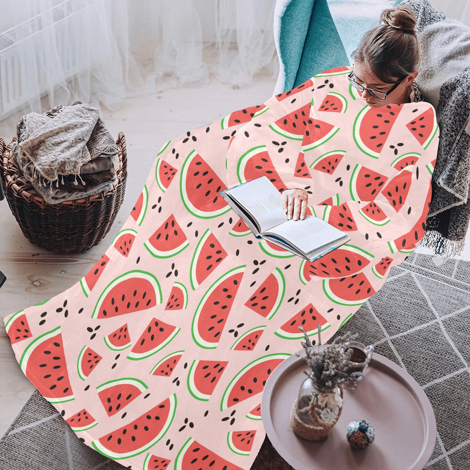 Watermelon pattern Blanket Robe with Sleeves