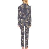 Gold ginkgo leaves Women's Long Pajama Set