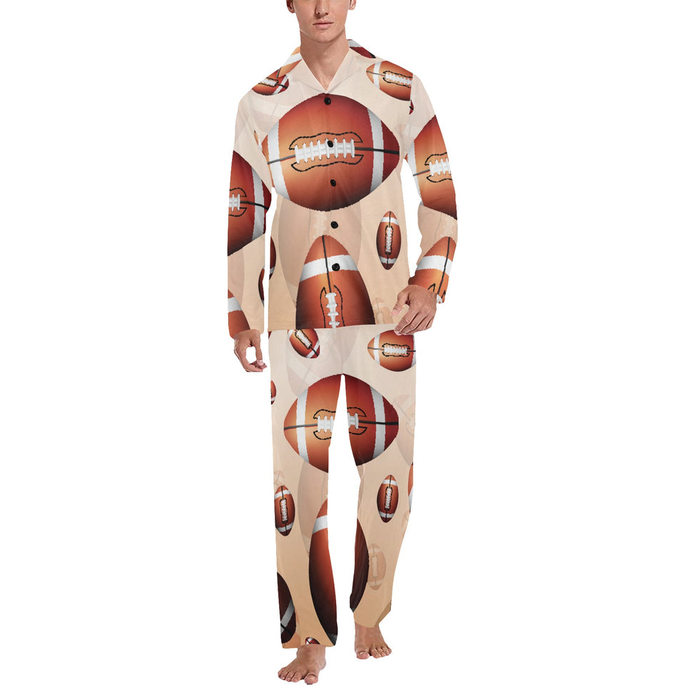 American football ball design pattern Men's Long Pajama Set