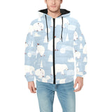 Cute polar bears Christmas decoration pattern Men's Padded Hooded Jacket