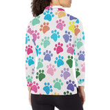 Dog Paws Pattern Print Design 01 Women's Long Sleeve Polo Shirt