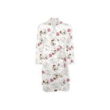 English Bulldog Pattern Print Design 01 Men's Long Sleeve Belted Night Robe