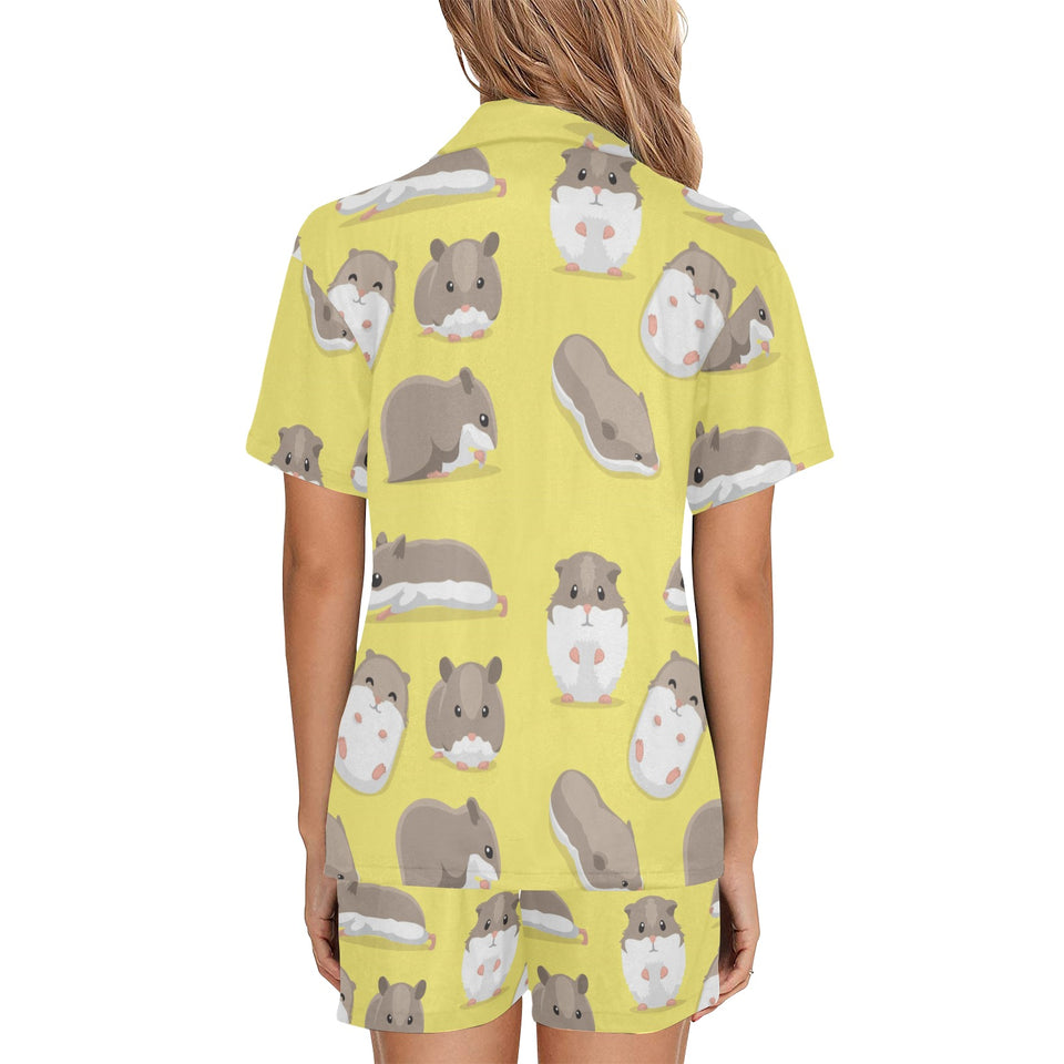 Cute Hamster pattern Women's V-Neck Short Pajama Set