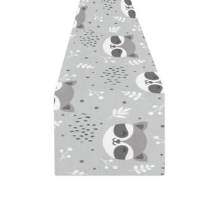 Cute raccoons leaves dot Table Runner
