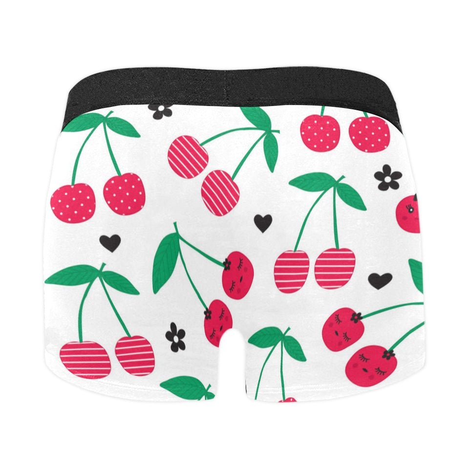 cherry pattern white background Men's All Over Print Boxer Briefs Men's Underwear
