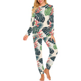 heliconia flowers, palm and monstera leaves Women's All Over Print Pajama Set