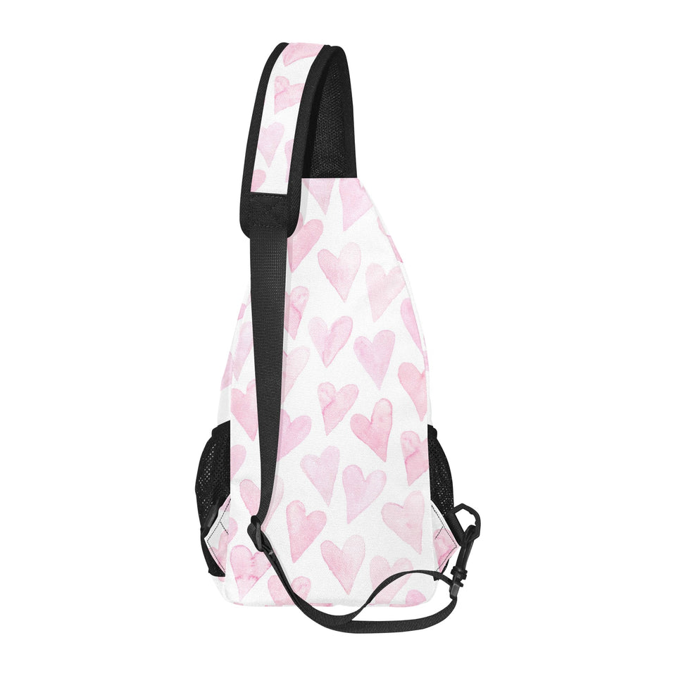 Watercolor pink heart pattern All Over Print Chest Bag