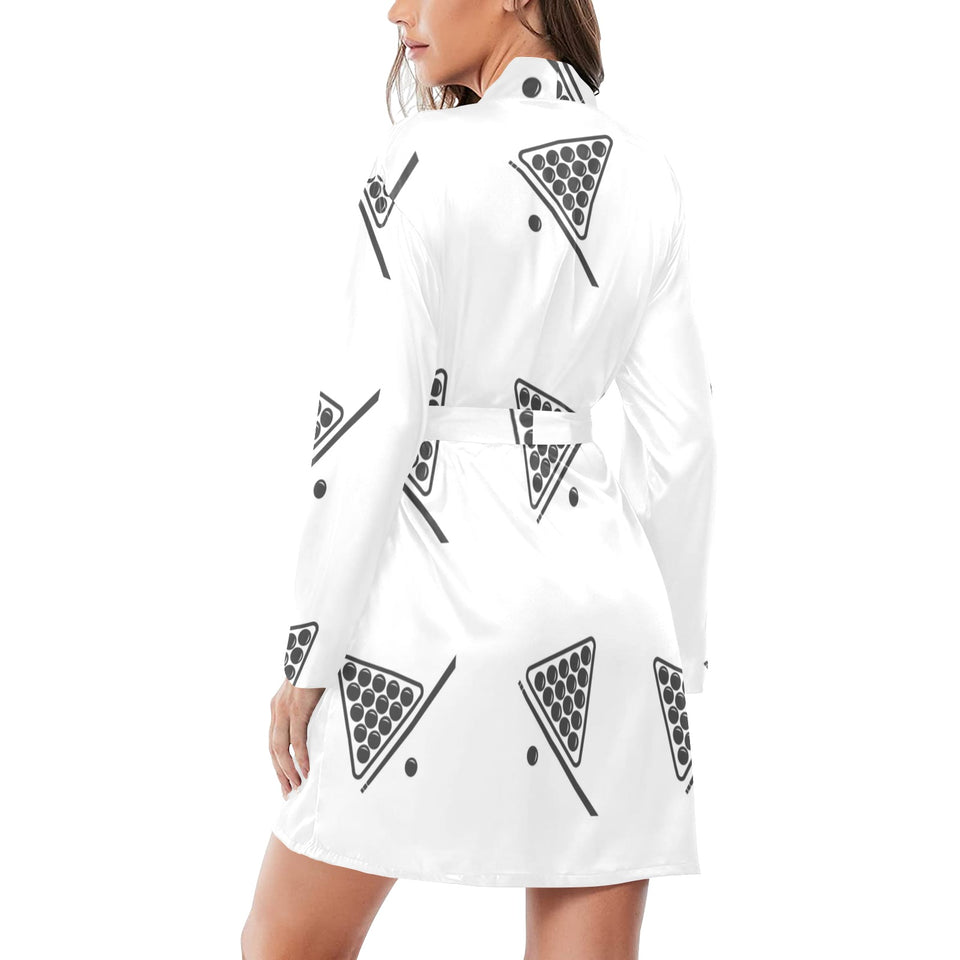 Billiard Ball Pattern Print Design 03 Women's Long Sleeve Belted Night Robe